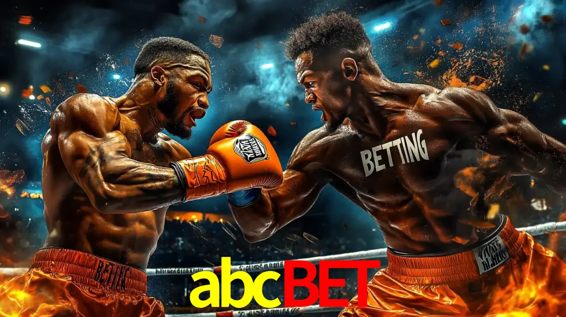 Dois boxeadores em uma luta intensa e explosiva, representando a adrenalina e as oportunidades de apostas em esportes de combate disponíveis na plataforma abcbet.
