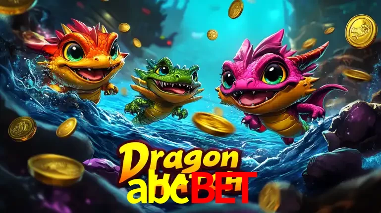 Arte promocional do jogo Dragon Hatch com três adoráveis dragões bebês nadando entre moedas de ouro, um dos slots mais divertidos para jogar no cassino abcbet.