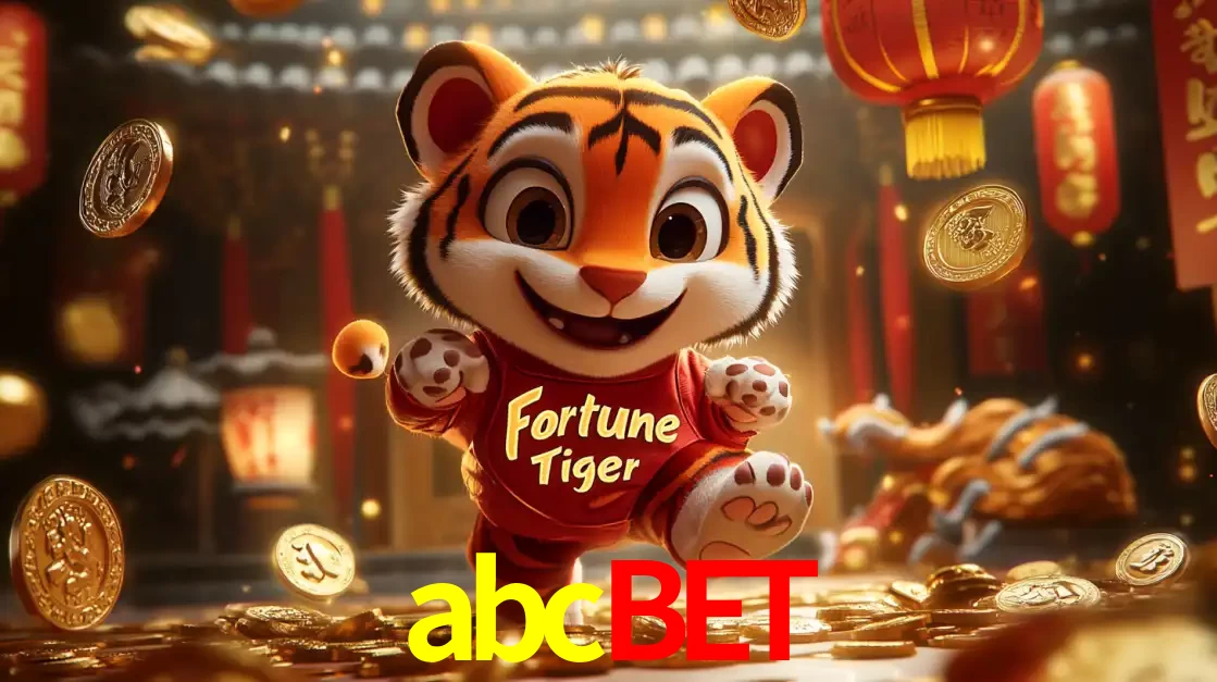 O alegre personagem do Fortune Tiger correndo sobre um caminho de moedas de ouro, simbolizando os grandes prêmios e a diversão do popular jogo de slot do abcbet.